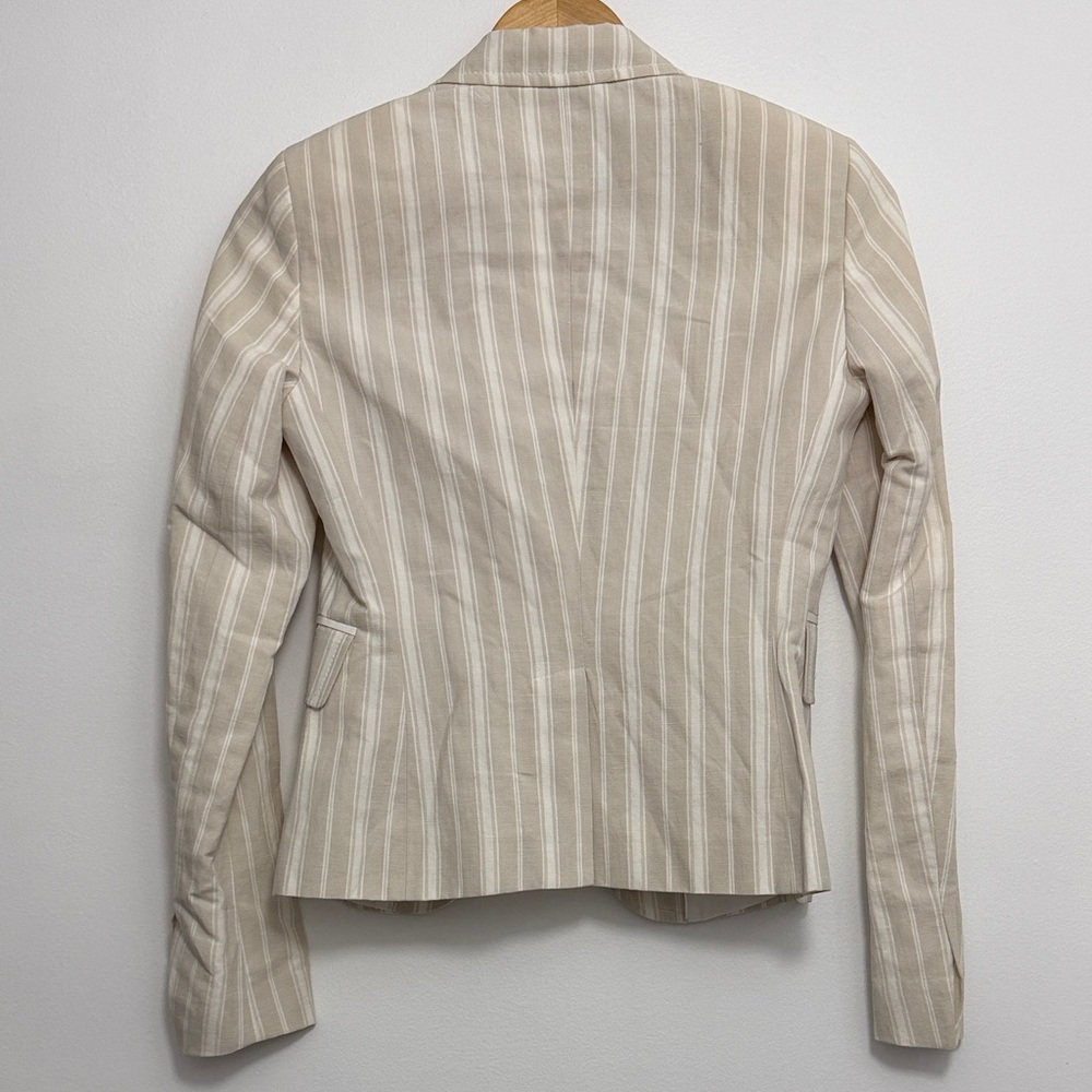 🆕 Massimo Dutti Beige Linen Blend Striped Blazer - Picture 8 of 11